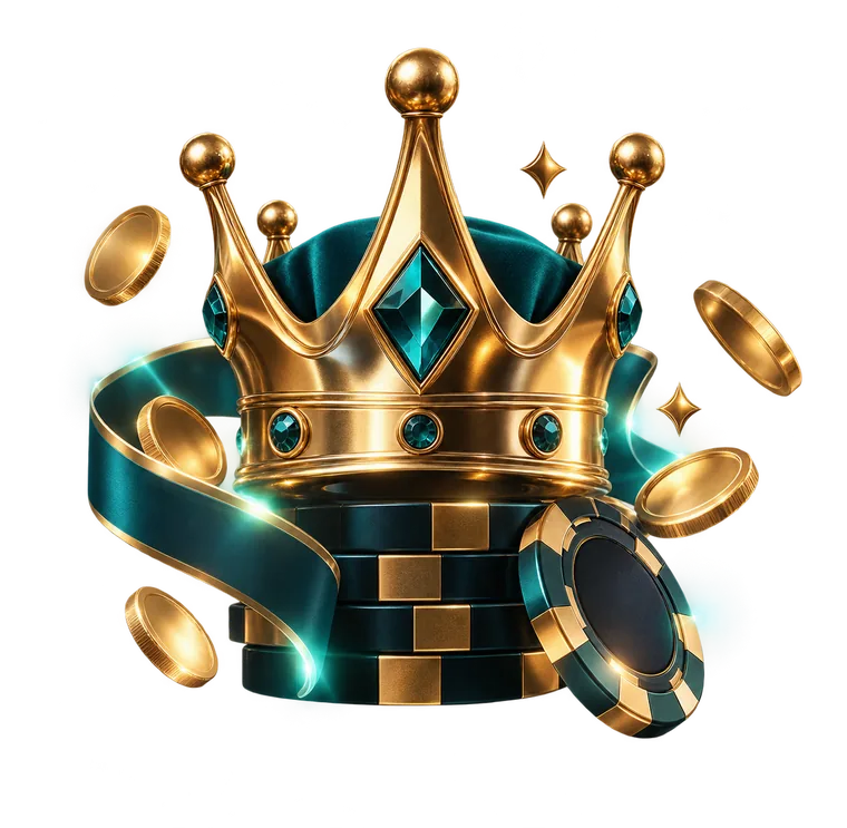 VIP crown, casino chips and gold reward coins